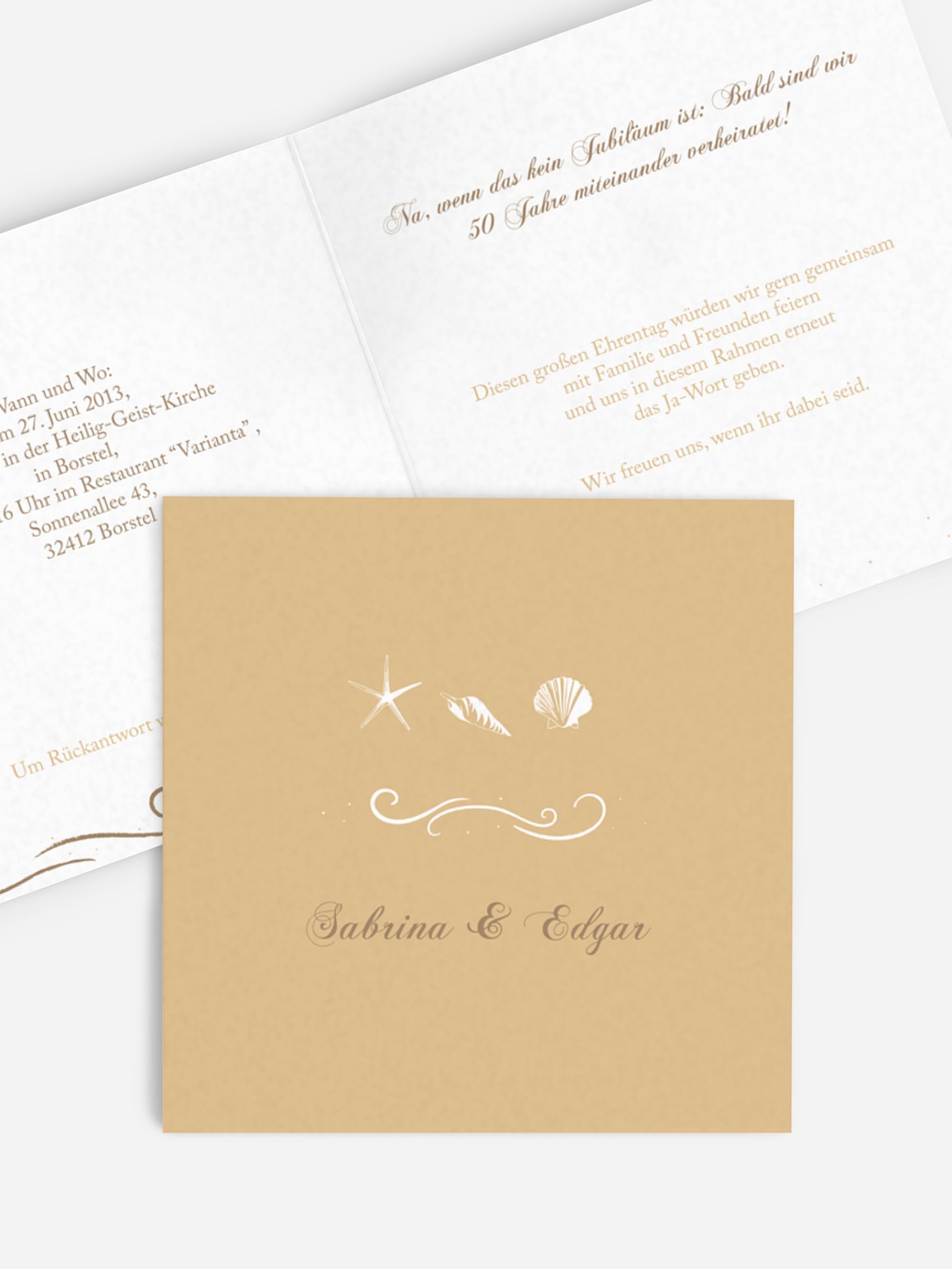 Einladung zur Goldenen Hochzeit Beach