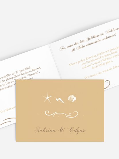 Einladung zur Goldenen Hochzeit Beach
