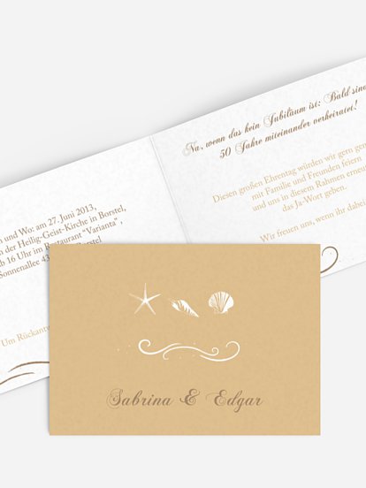 Einladung zur Goldenen Hochzeit Beach