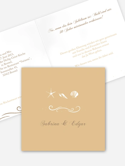 Einladung zur Goldenen Hochzeit Beach