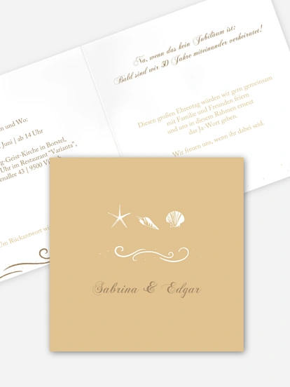 Einladung zur Goldenen Hochzeit Beach