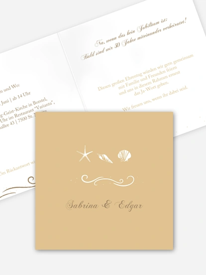 Einladung zur Goldenen Hochzeit Beach