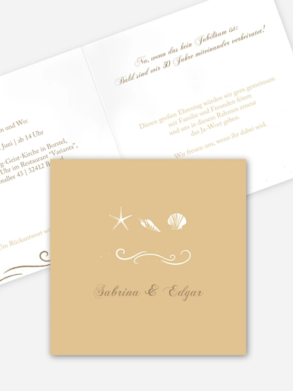 Einladung zur Goldenen Hochzeit Beach