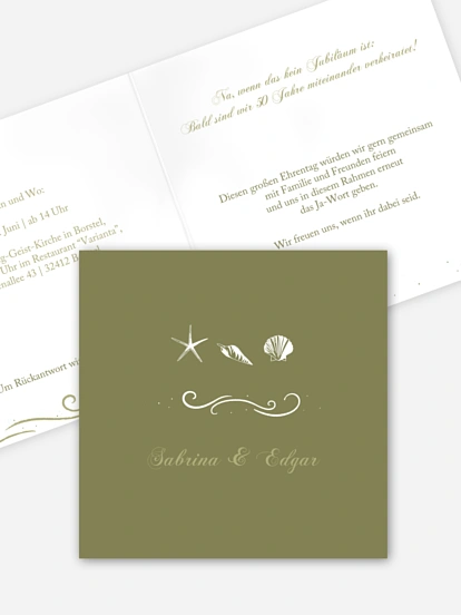 Einladung zur Goldenen Hochzeit Beach