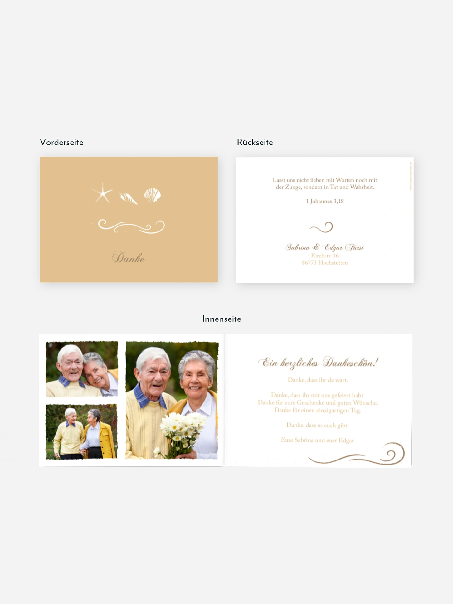 Danksagung zur Goldenen Hochzeit Beach