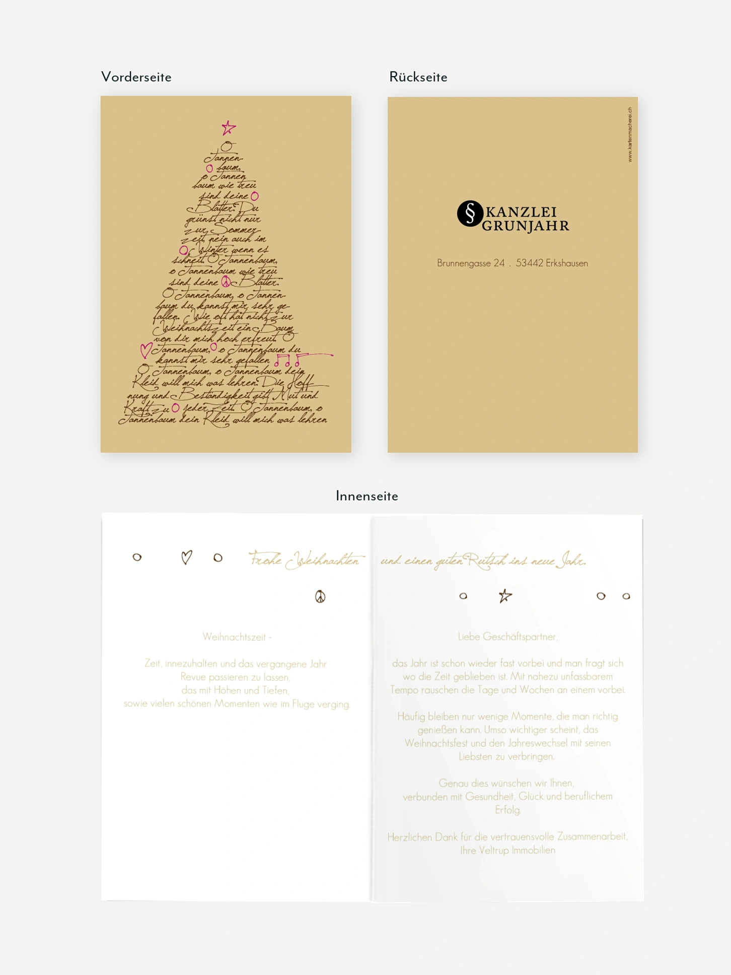 Geschäftliche Weihnachtskarte O Tannenbaum