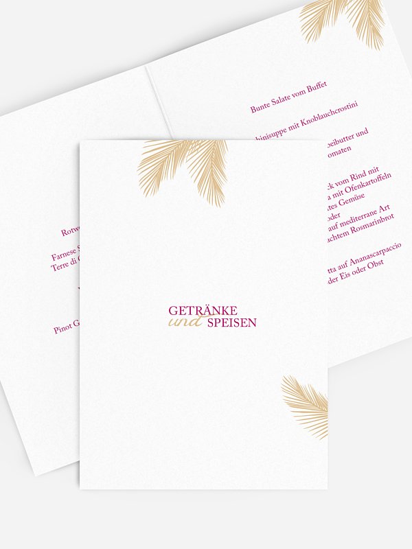 Menükarte Hochzeit Palmenblatt