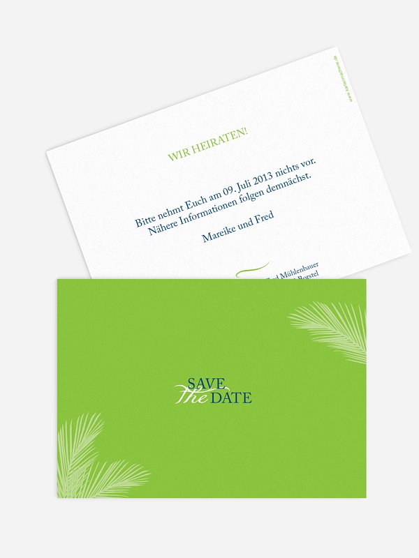Save-the-Date Karte Palmenblatt