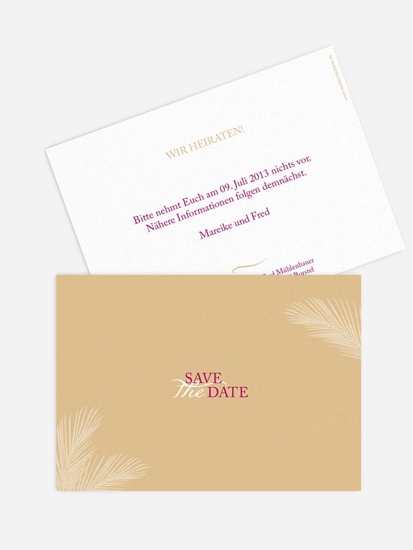 Save-the-Date Karte Palmenblatt