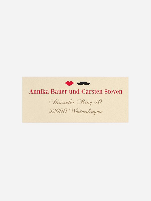 Absenderaufkleber Hochzeit Moustache