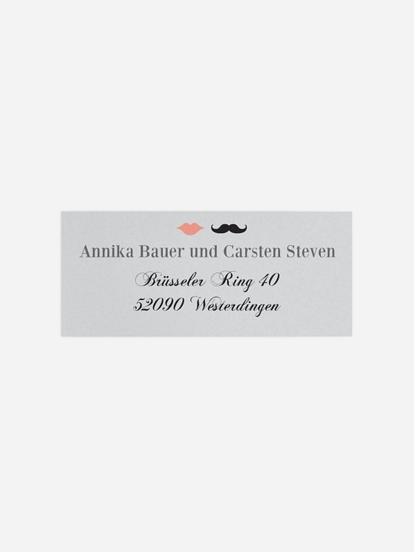 Absenderaufkleber Hochzeit Moustache