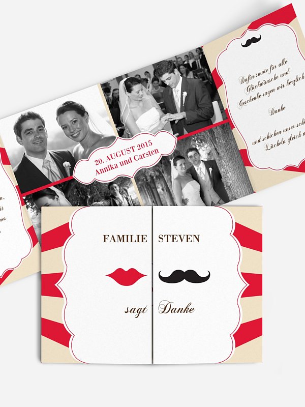 Dankeskarte Hochzeit Moustache