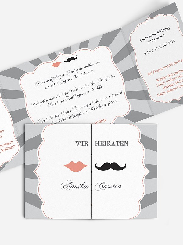 Hochzeitseinladung Moustache