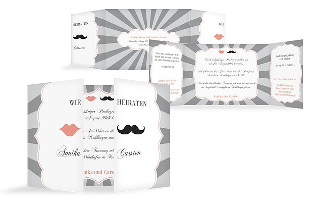 Hochzeitseinladung Moustache