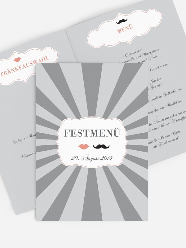 Menükarte Hochzeit Moustache