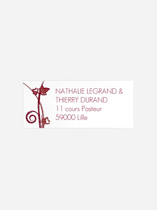 Étiquette expéditeur mariage Sarment