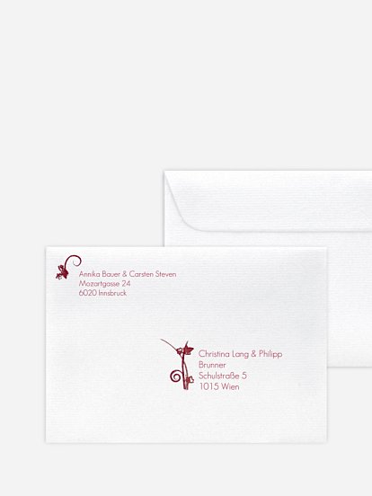 Bedruckter Briefumschlag Hochzeit Ranke