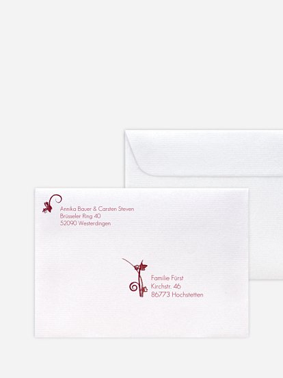 Bedruckter Briefumschlag Hochzeit Ranke