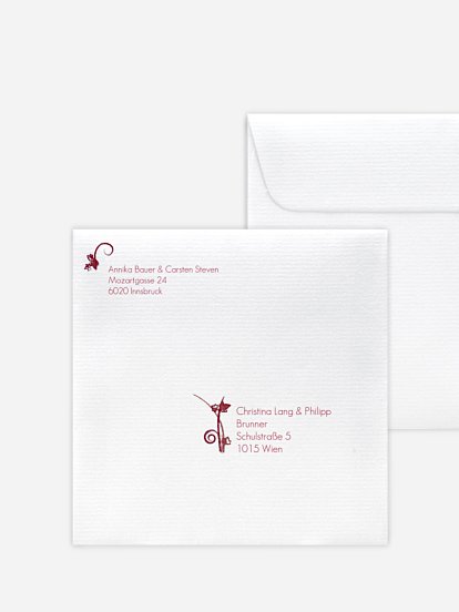Bedruckter Briefumschlag Hochzeit Ranke