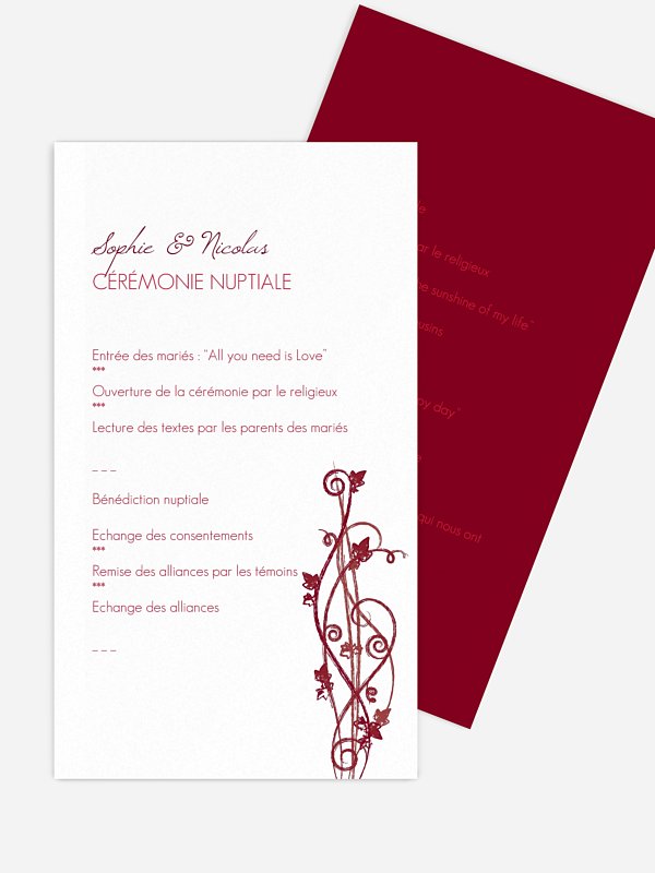 Livret de messe mariage Sarment