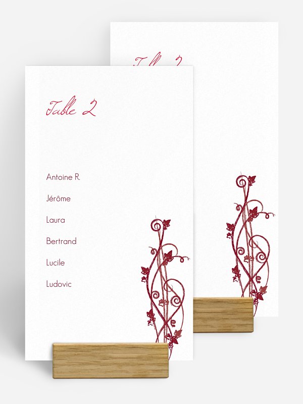 Nom de table mariage Sarment