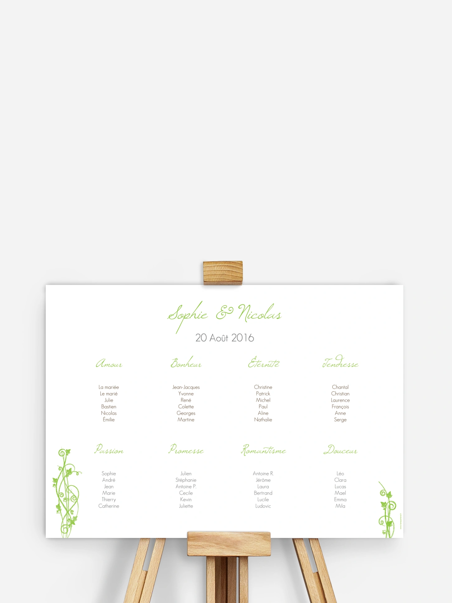 Poster plan de table mariage Sarment