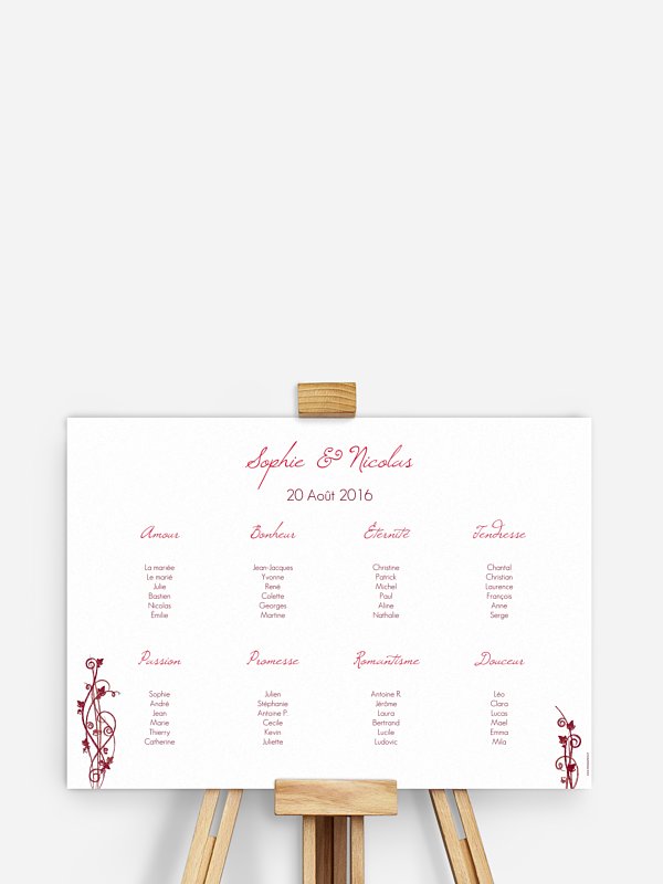 Poster plan de table mariage Sarment