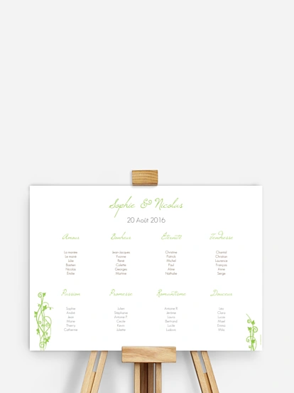 Poster plan de table mariage Sarment