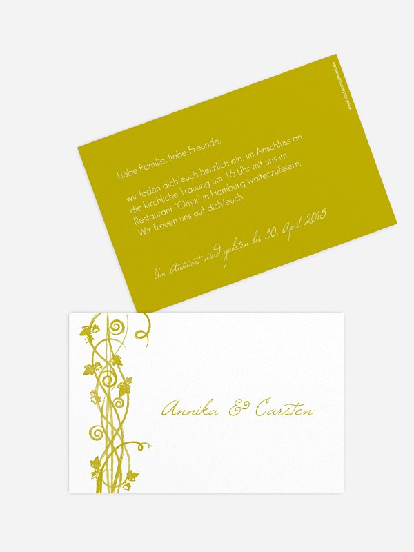 Hochzeit Mini-Einladungskarte Ranke