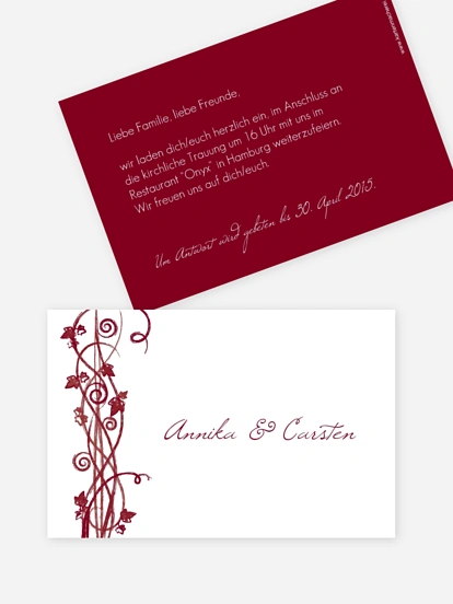 Hochzeit Mini-Einladungskarte Ranke