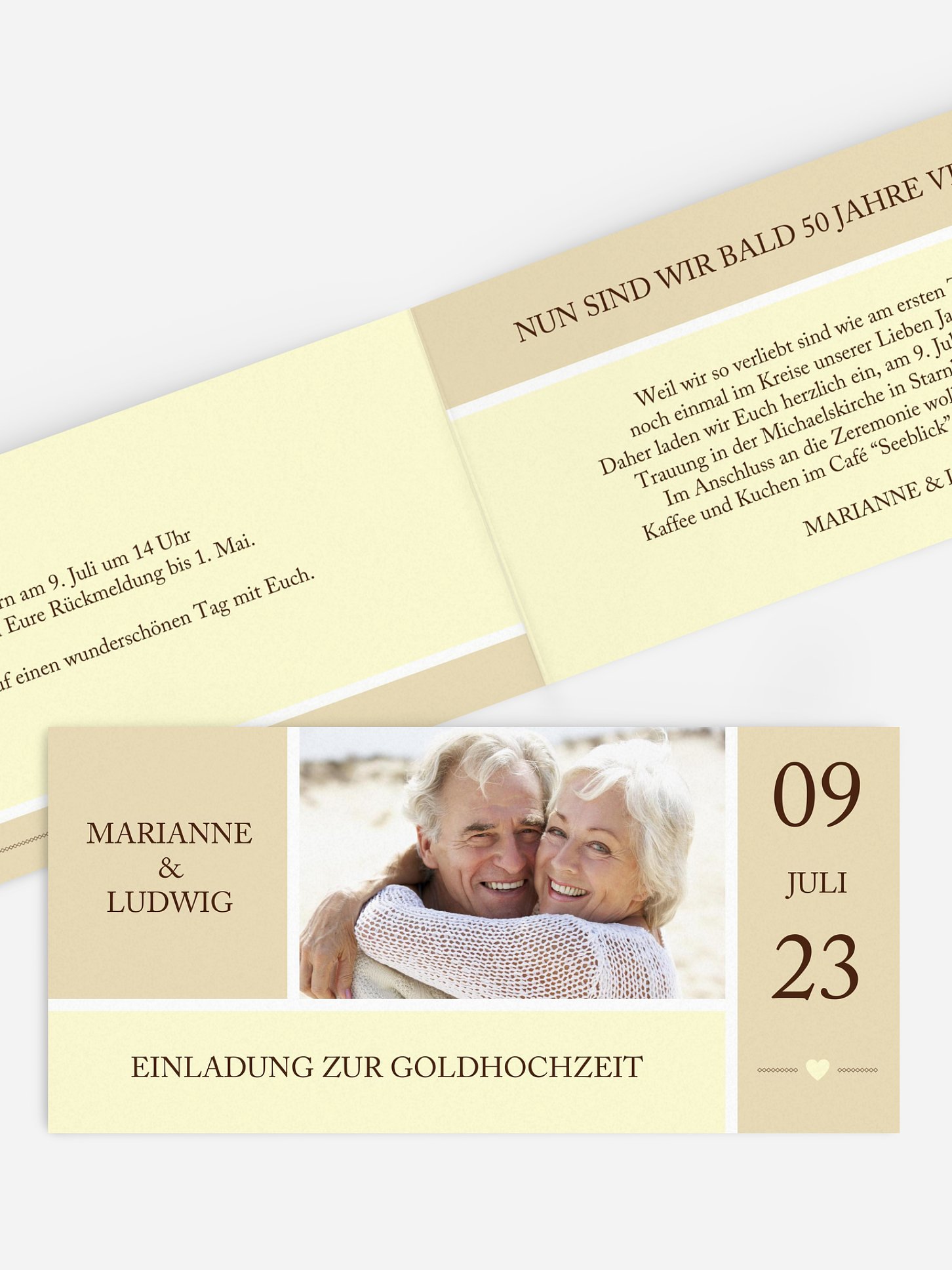 Einladung zur Goldenen Hochzeit Herzenszeit