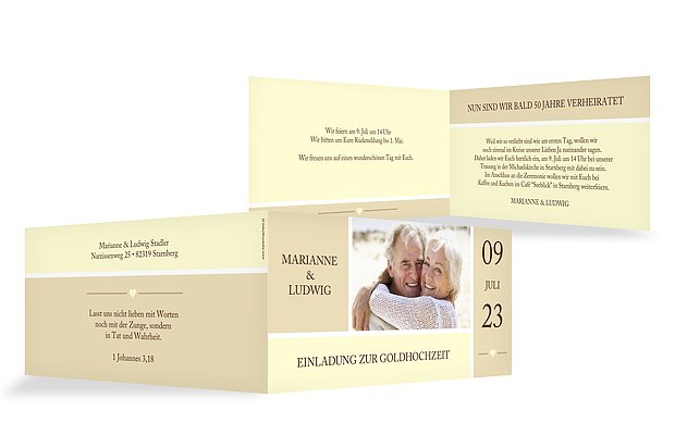 Einladung zur Goldenen Hochzeit Herzenszeit