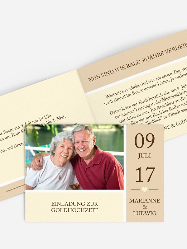 Einladung zur Goldenen Hochzeit Herzenszeit