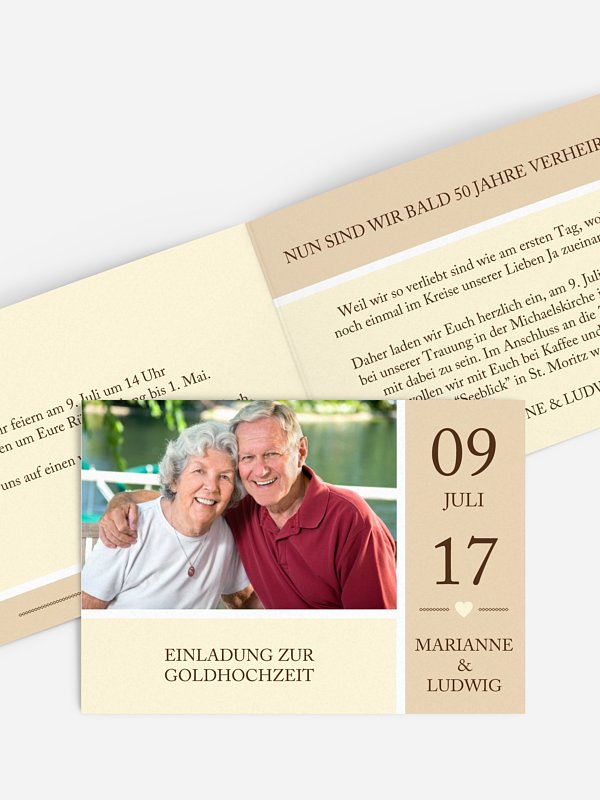 Einladung zur Goldenen Hochzeit Herzenszeit