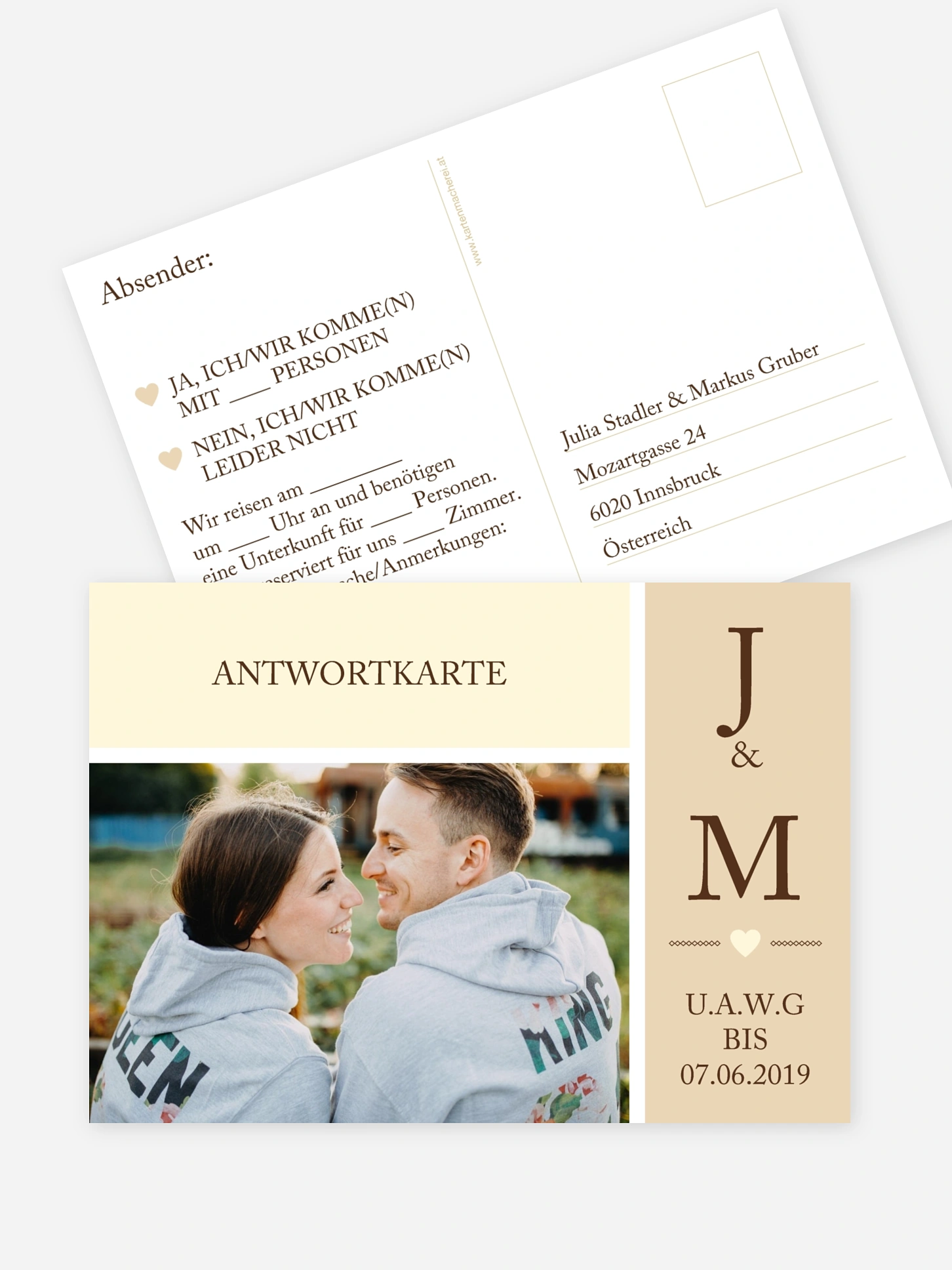 Antwortkarte Hochzeit Herzenszeit