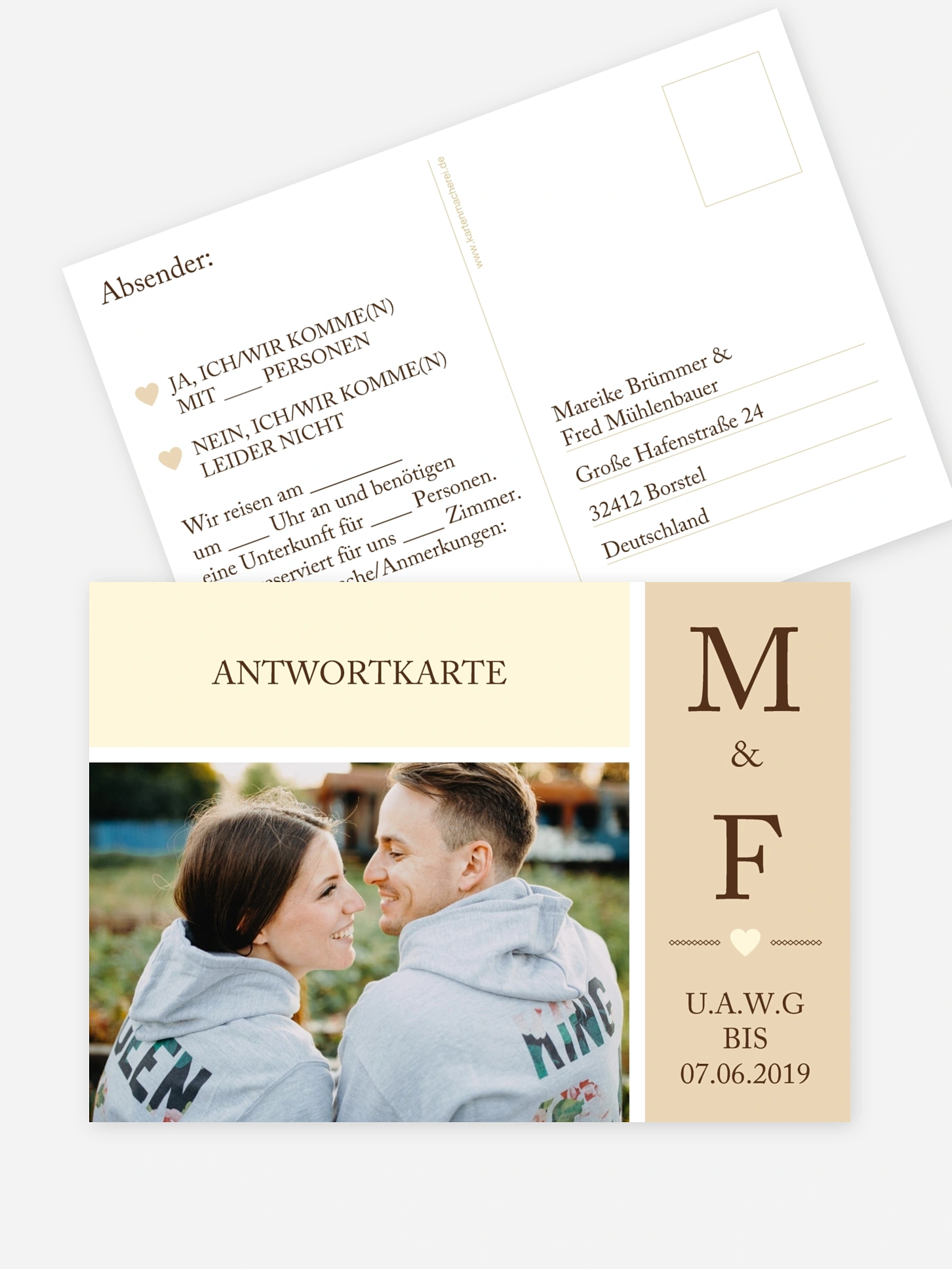 Antwortkarte Hochzeit Herzenszeit