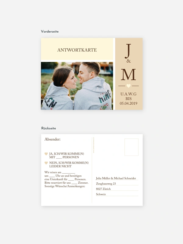 Antwortkarte Hochzeit Herzenszeit