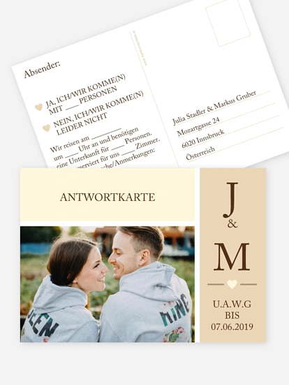 Antwortkarte Hochzeit Herzenszeit