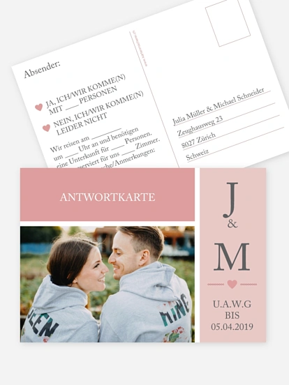 Antwortkarte Hochzeit Herzenszeit