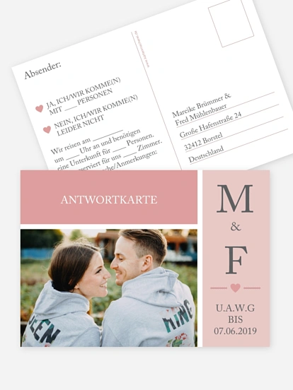 Antwortkarte Hochzeit Herzenszeit