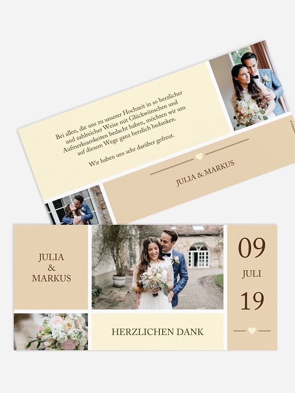 Dankeskarte Hochzeit Herzenszeit