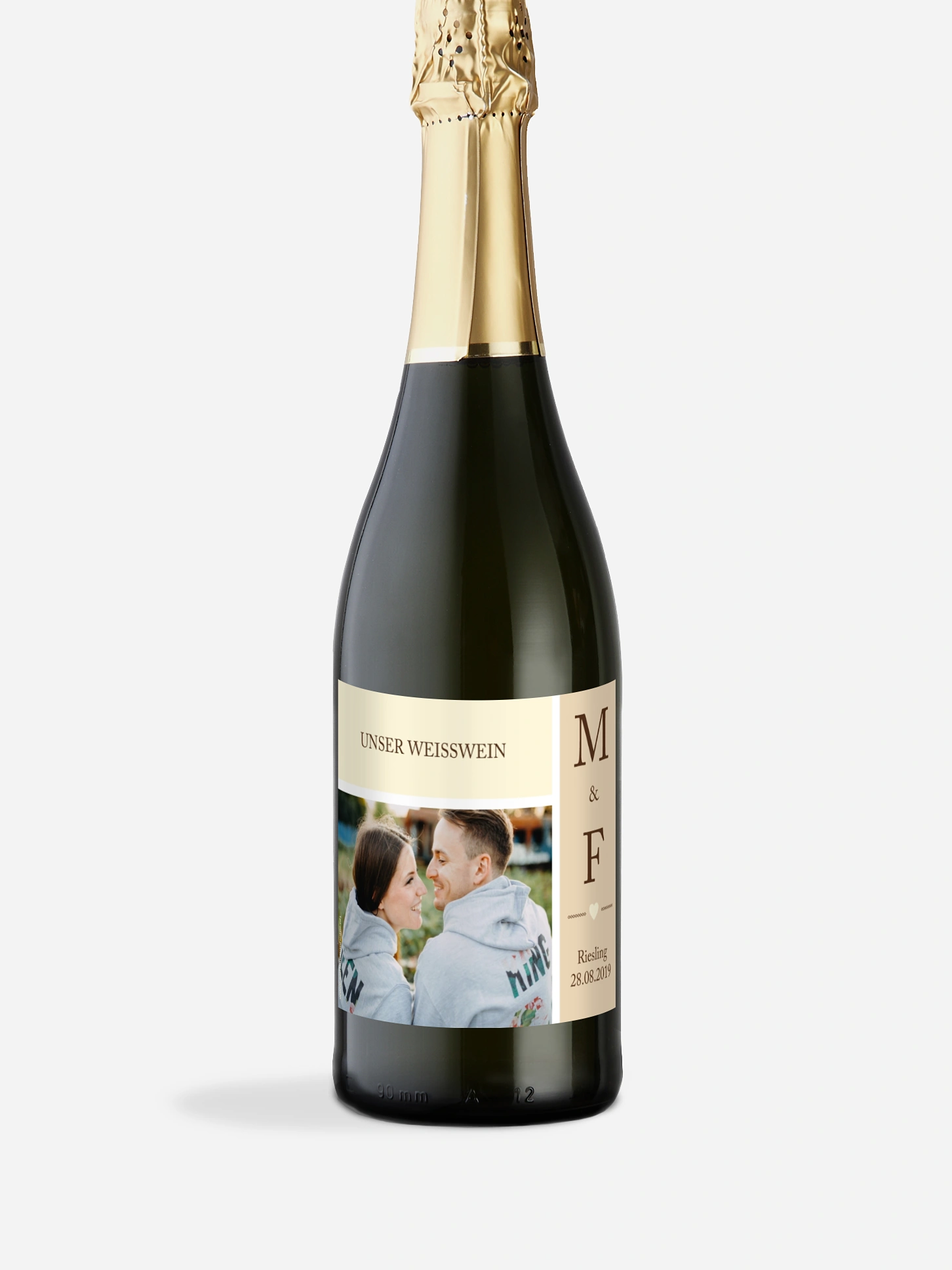 Flaschenetikett Hochzeit Herzenszeit