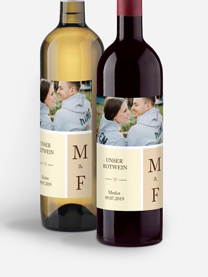 Flaschenetikett Hochzeit Herzenszeit
