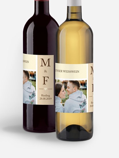 Flaschenetikett Hochzeit Herzenszeit
