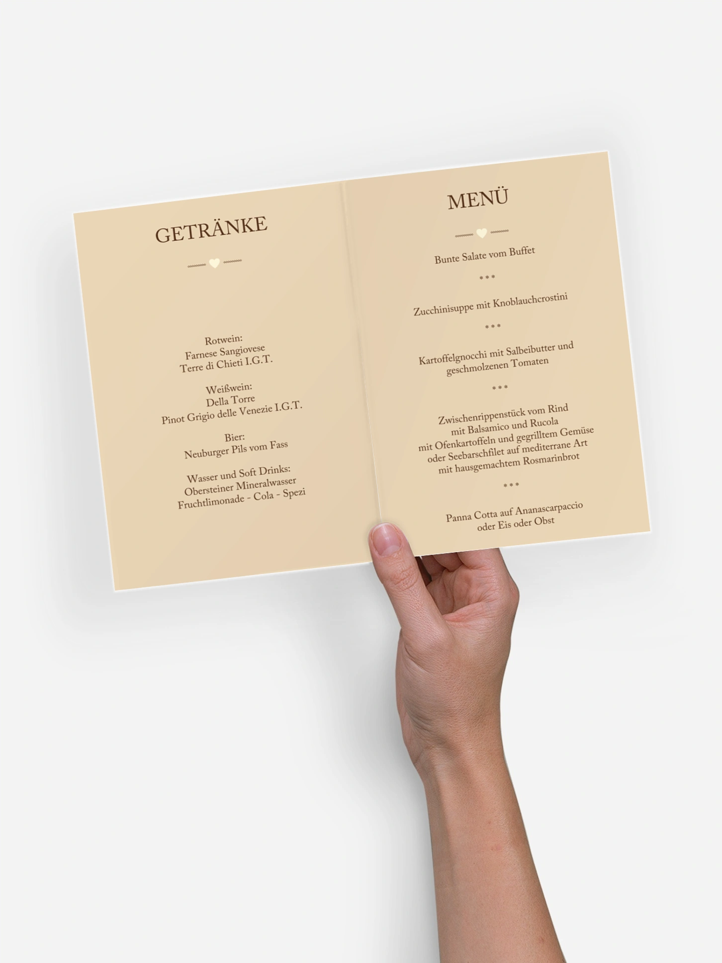 Menükarte Hochzeit Herzenszeit