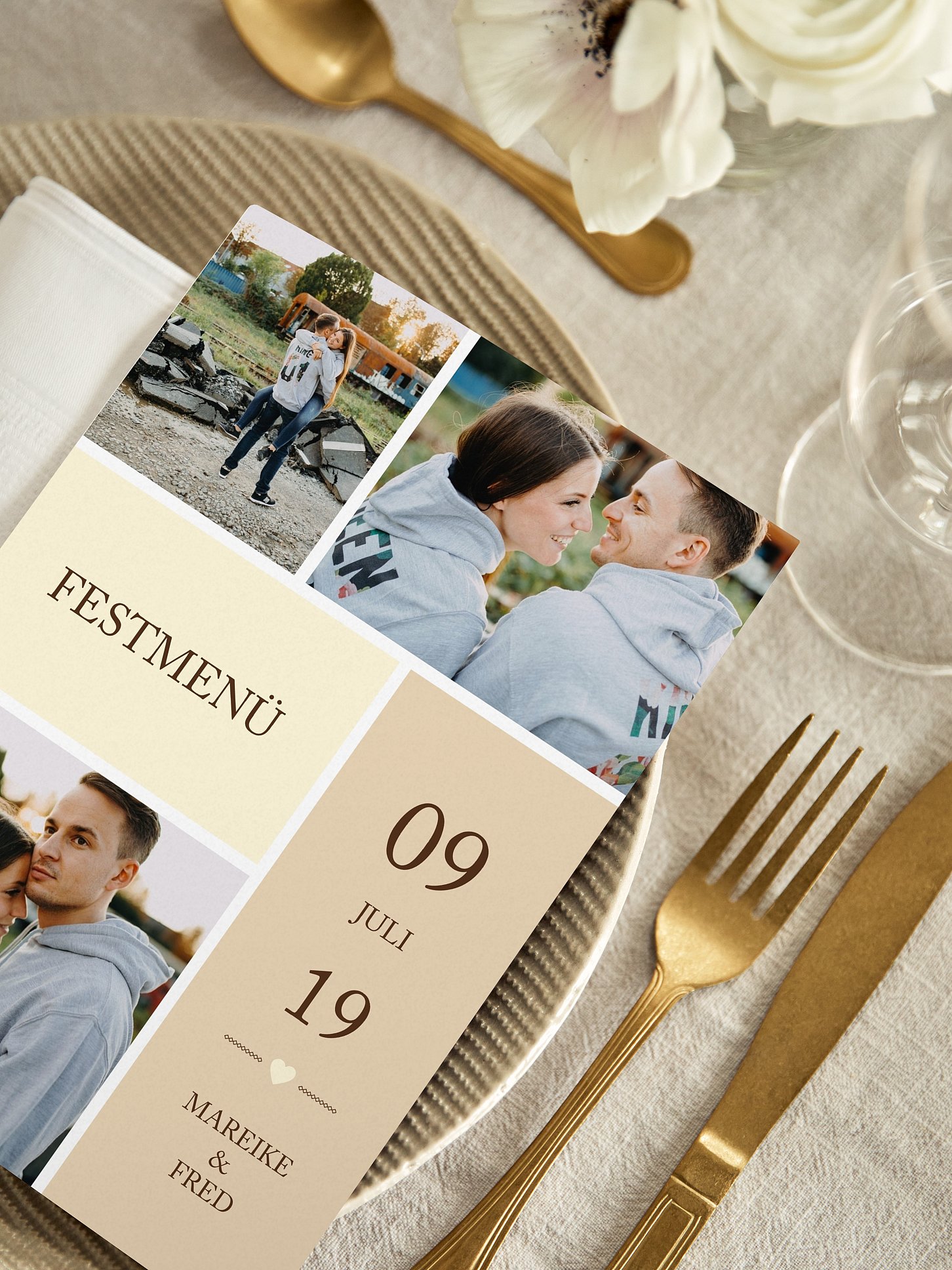 Menükarte Hochzeit Herzenszeit