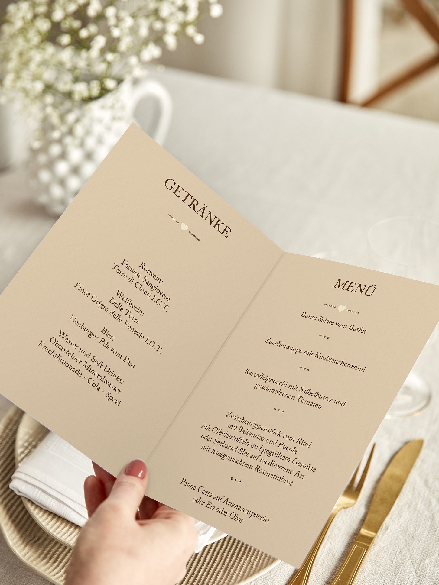 Menükarte Hochzeit Herzenszeit