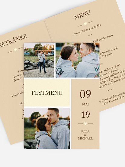 Menükarte Hochzeit Herzenszeit