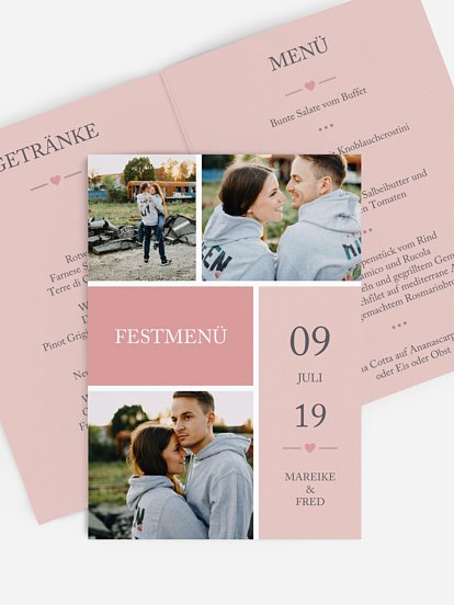 Menükarte Hochzeit Herzenszeit
