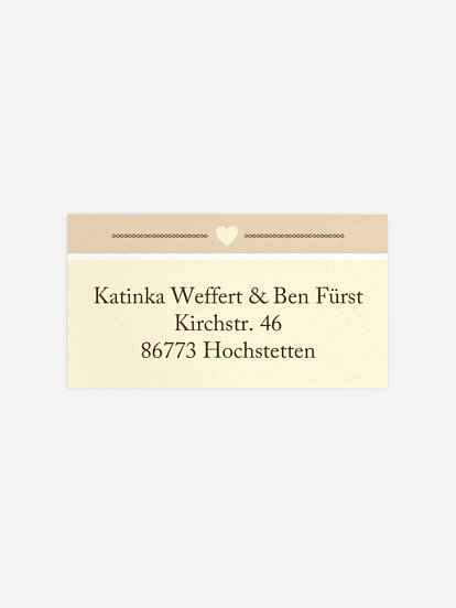 Empfängeraufkleber Hochzeit Herzenszeit